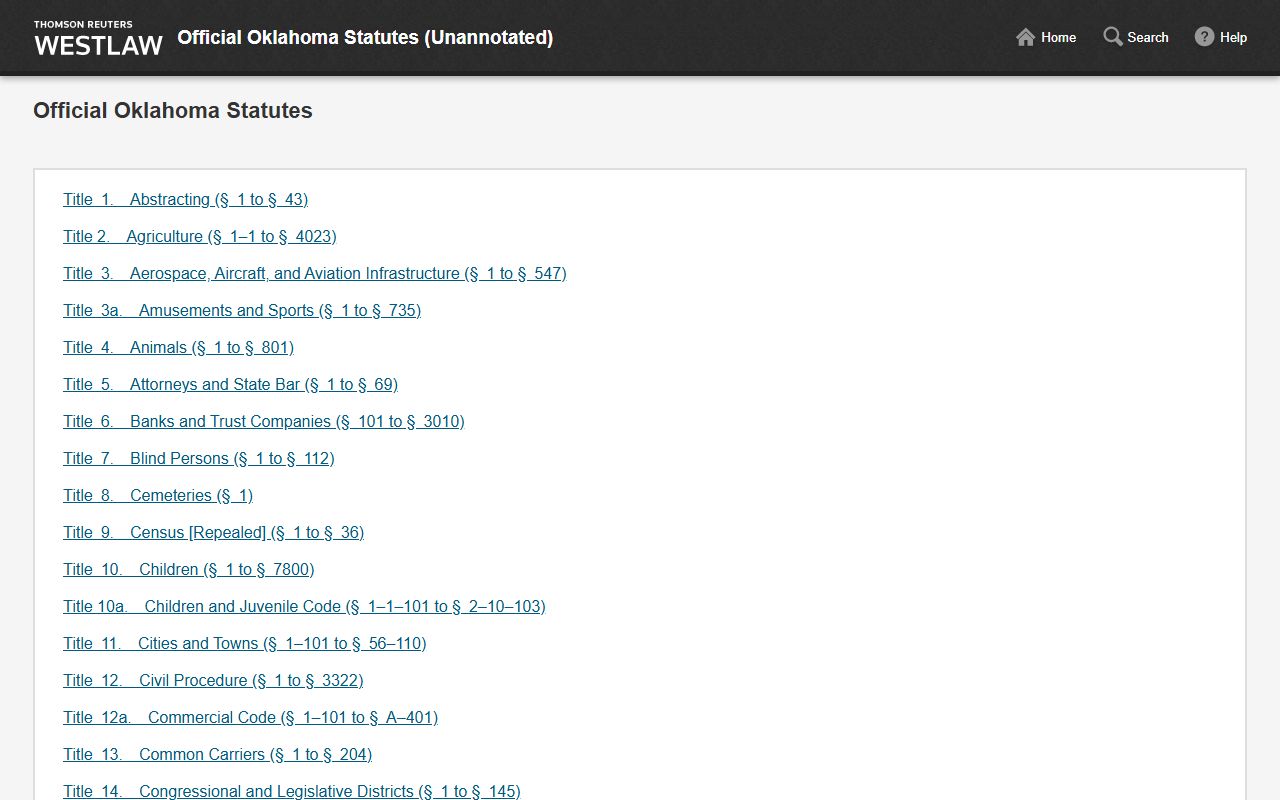 Official Oklahoma statutes browser for Mayes County court records access laws