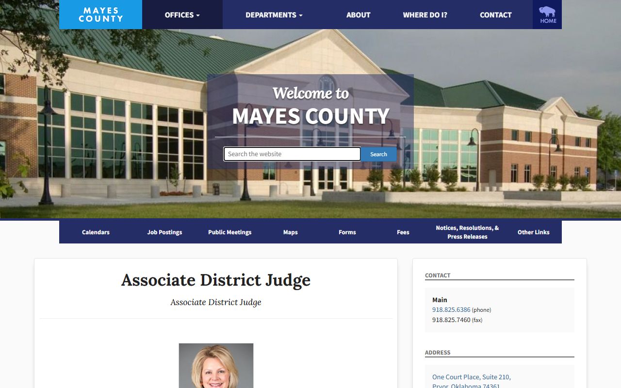 Mayes County Associate District Judge page covering divorce and probate dockets