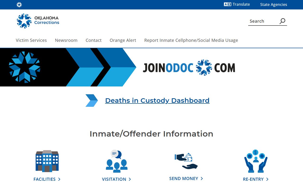 Oklahoma Department of Corrections page linked from Mayes County warrant records resources